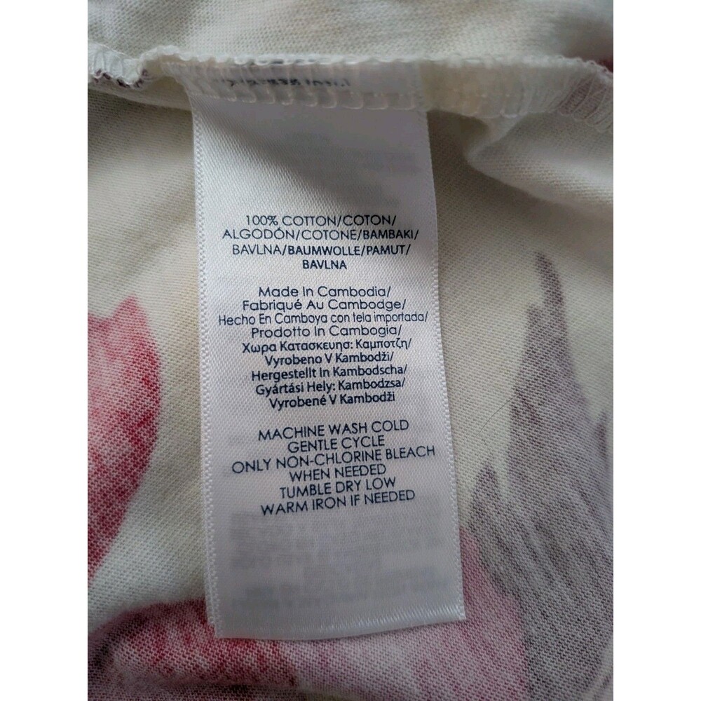 Chaps Maxi Dress sz L Cream Pink Multi Floral 100% Cotton Knit Tropical Hawaiian - Picture 11 of 13